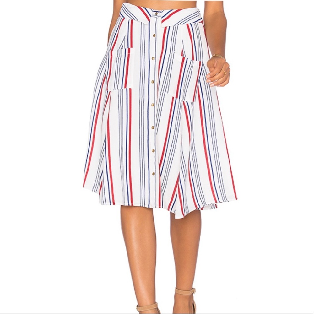 Tularosa Oliver Modest Skirt Blue & Red Stripe